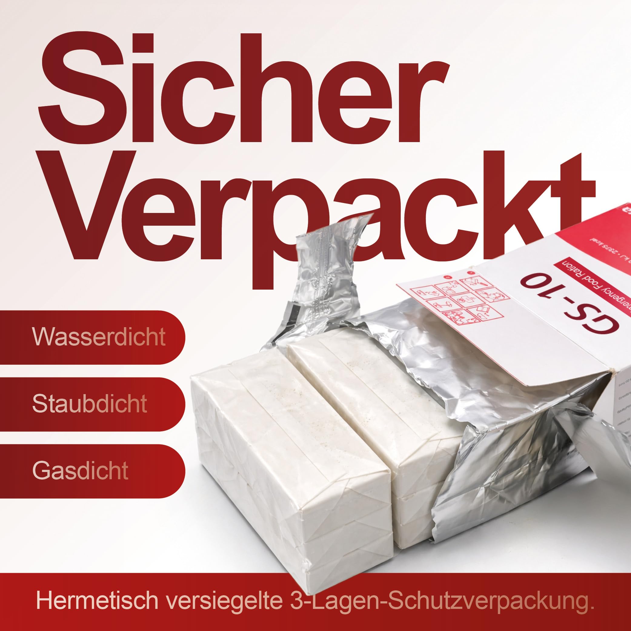 Producto especial GS-10 Comida de emergencia 24 x 500 gramos comida de larga duración - vida útil extremadamente larga (décadas)