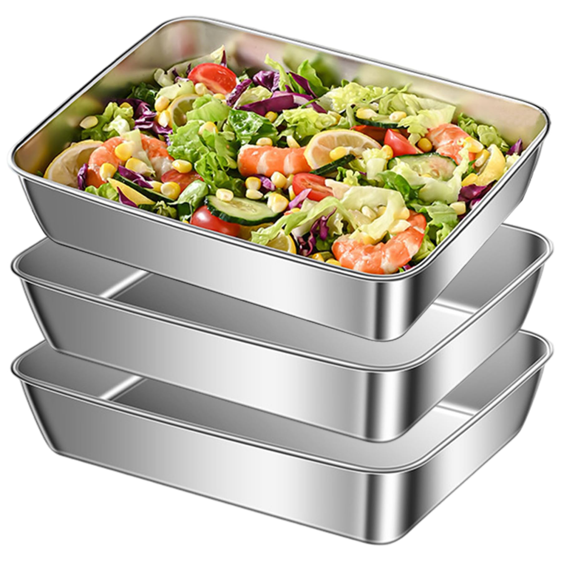Lot de 3 plaques de cuisson antiadhésives en acier inoxydable 25 x 20 cm