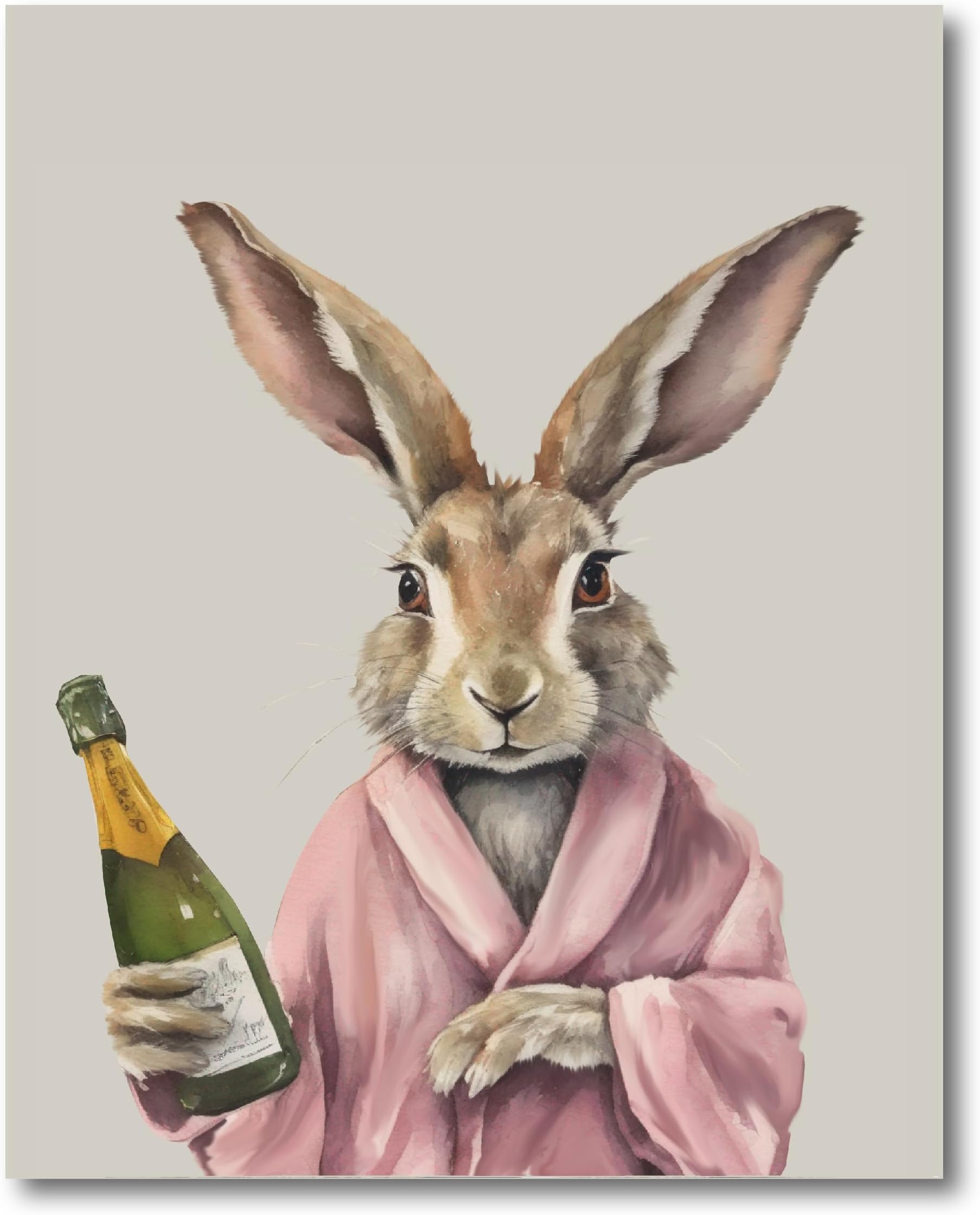 Designed By Lorna Watercolour Champagne Hare Country Wall Art Print (8x10 Unframed Print)