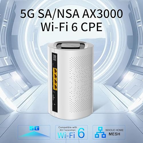 Miniatura 7 de 5G SA NSA AX3000 WiFi 6 CPE Router para países globales, router celular de doble banda dual SIM 5G, sistema de malla WiFi 6 para todo el hogar,