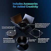 Vista 6 de SmallRig 8-Leaf Lighting Barn Doors with Bowens Mount Adapter, Damping Shaft Design, Color Gel Clip and Honeycomb Grid, for SmallRig RC 120/RC