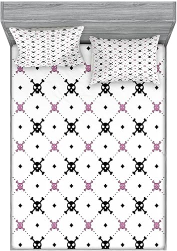 Miniatura 96 de Ambesonne Juego de sábanas bajeras y fundas de almohada occidentales, sombrero de vaquero con temática del salvaje oeste y cuerda de ganadería vieja