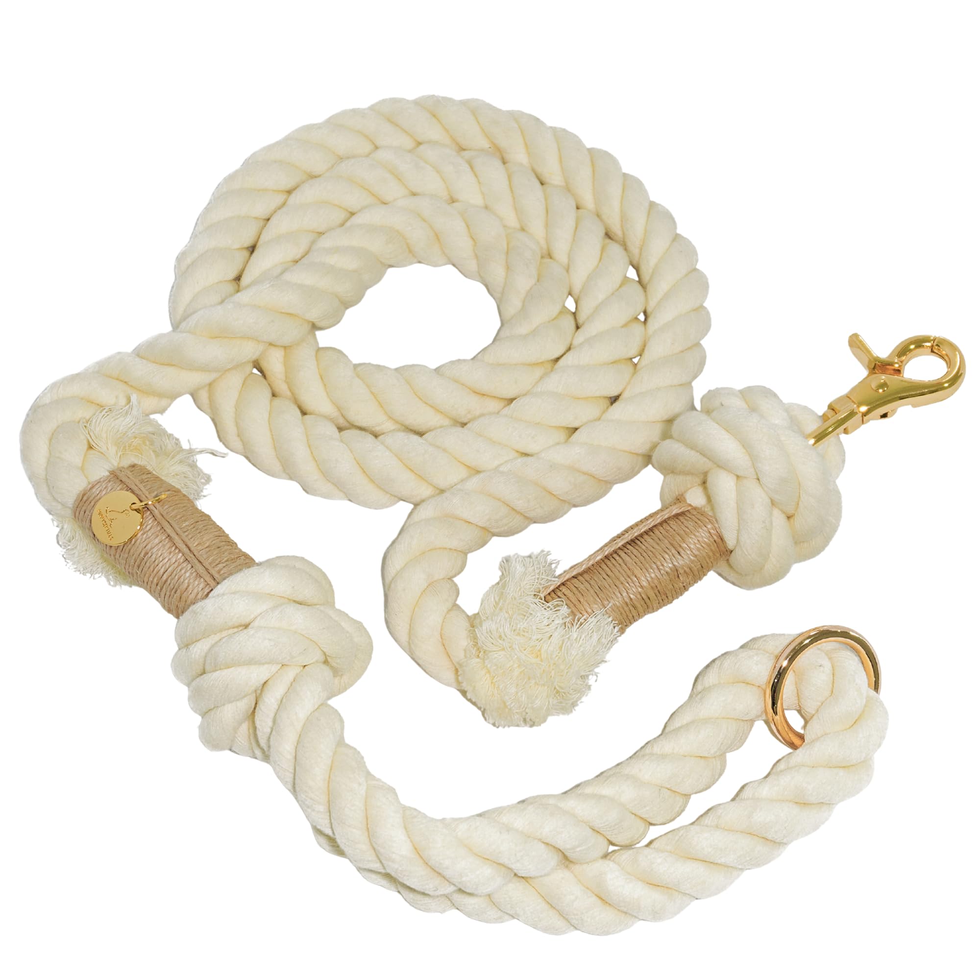 Braided Cotton Rope Dog Leash Warm Cream