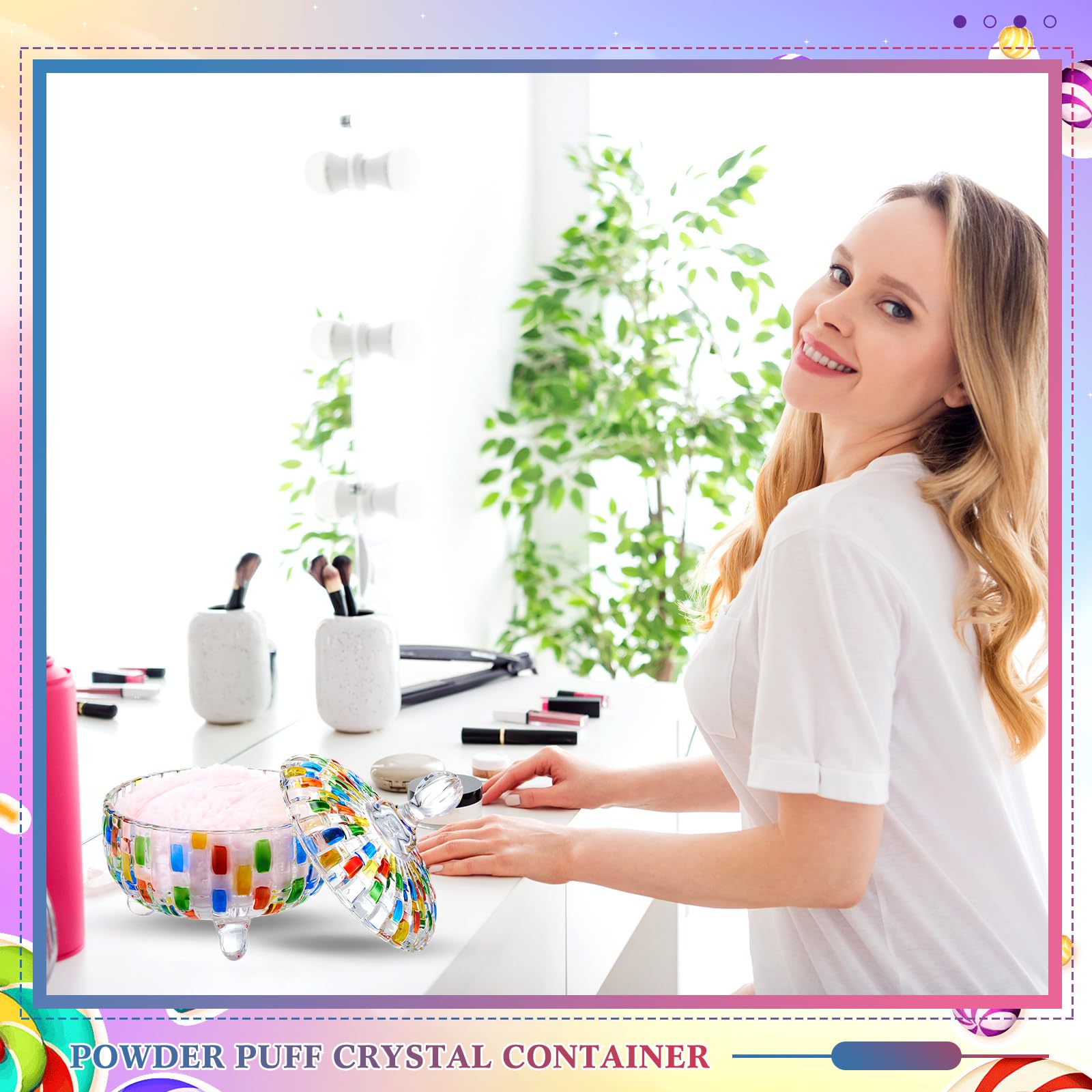 Tioncy 2 spugnette extra large per cipria, contenitore per cipria e contenitore per cipria da donna, contenitore per cipria con spugnetta da 15,2 cm, contenitore in cristallo, morbido, lavabile,