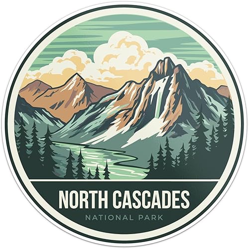 North Cascades National Park - Calcomanía de vinilo impermeable para parachoques de automóvil, laptop, equipaje, botella de agua, pared y ventana,