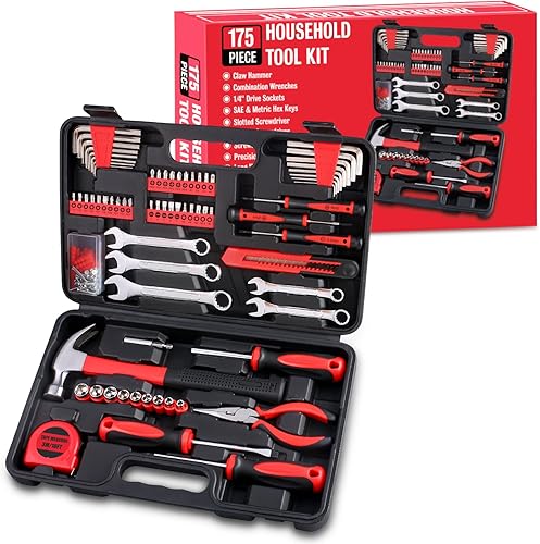 Miniatura 1 de WINNER Kit de herramientas multiusos para el hogar y el hogar de 175 piezas en caja de herramientas, perfecto para reparaciones generales del hogar