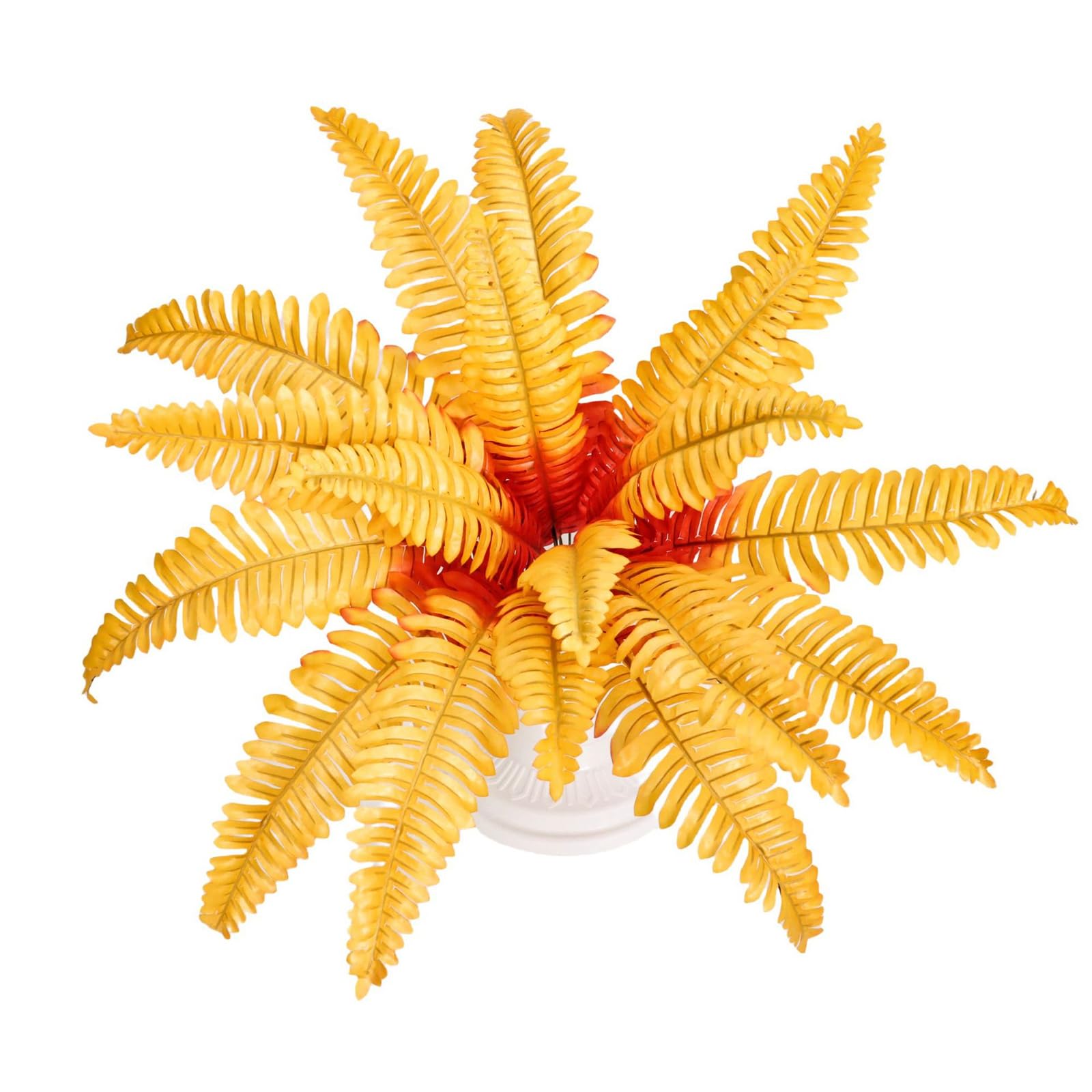 ZBELLO Lifelike Artificial Persian leaves Fern, Simulation Green Plants for Outdoors, Faux Ferns, Fake Plants, Garden, Office, Home Decoration (Yellow 1)