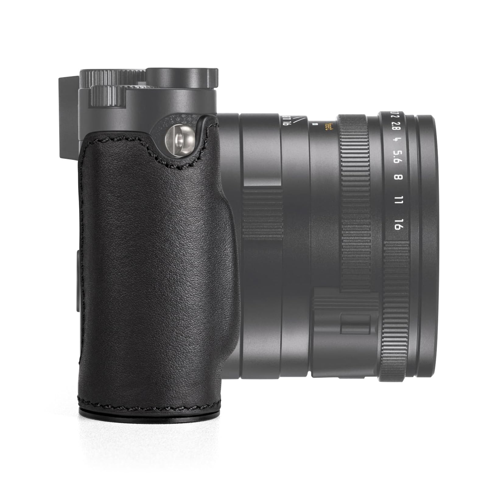 MUZIRI KINOKOO Funda para Leica Q3/Q3 43, Capa Superior de Cuero Genuino Leica Q3/Q3 43 Funda Protectora Media Versión Premium - con Apertura Inferior y Garre para la Hando - Negro