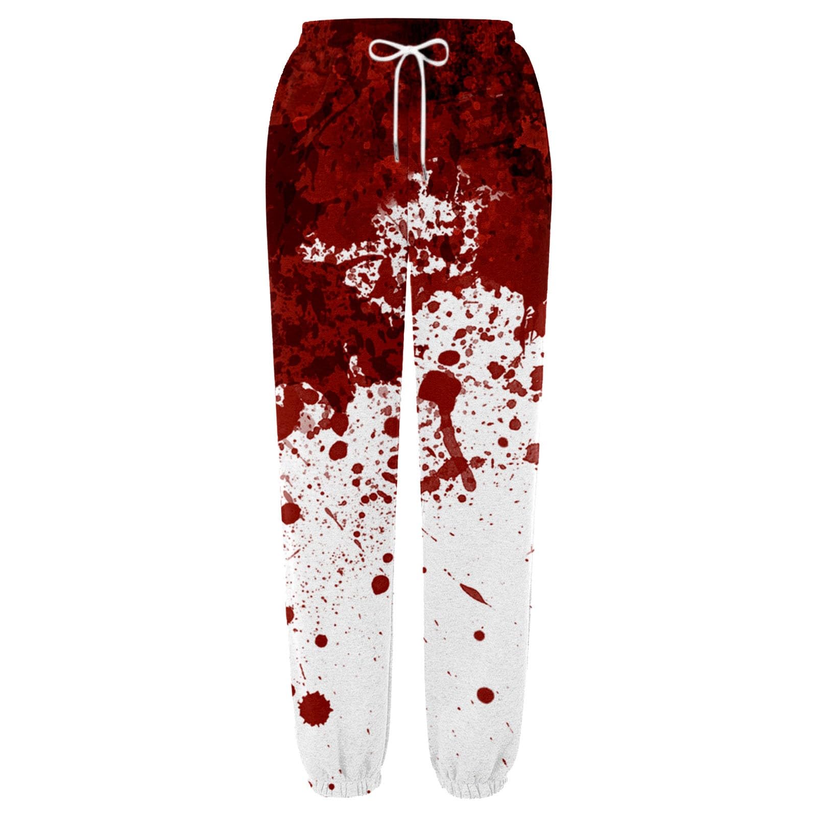 Generico Pantaloni Bianchi E Rossi Macchiati di Sangue, per Halloween, da Infermiera Zombie, da Diavolo, 1 Paio di Pantaloni con Schizzi di Sangue Rosso Vestito Vestito Carnevale