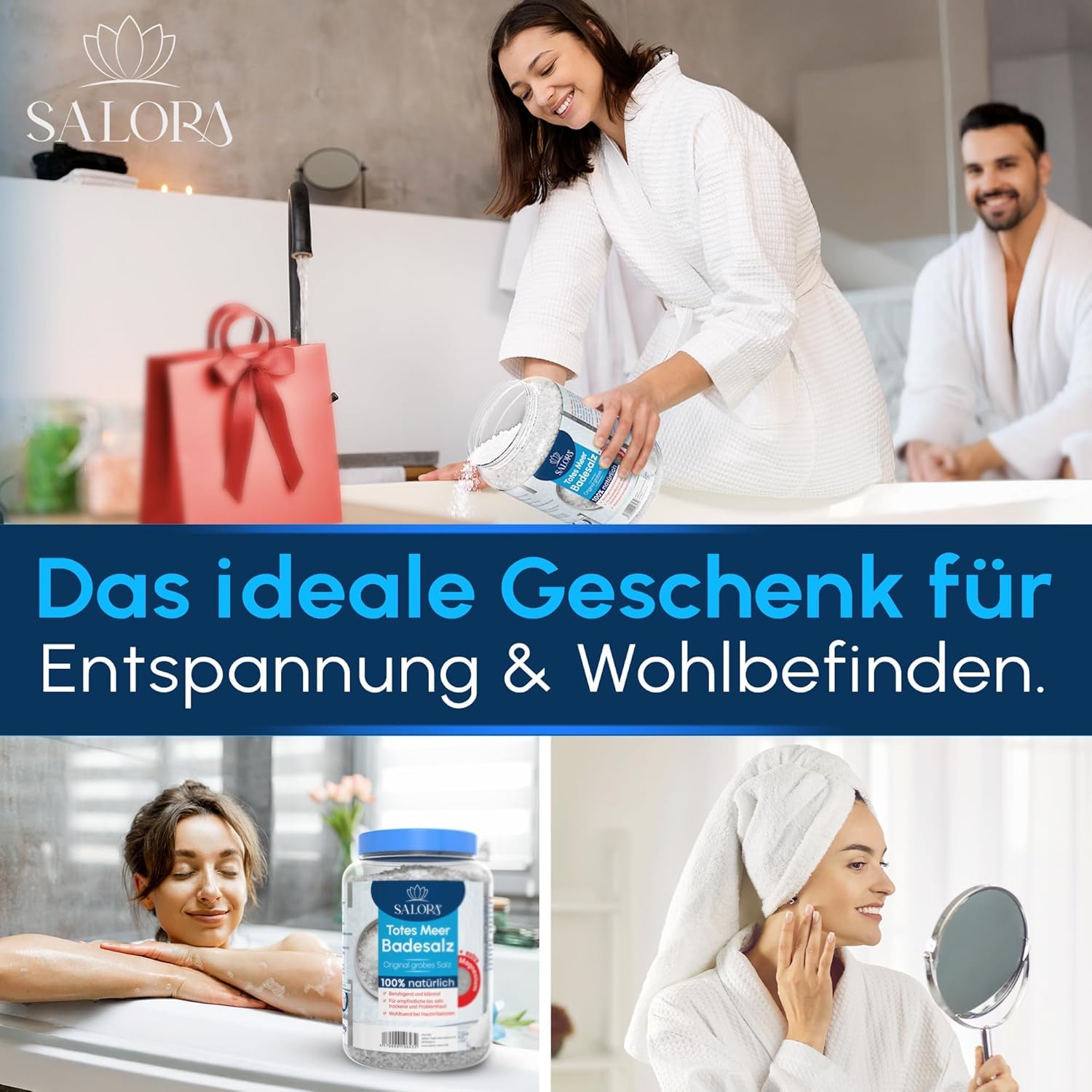Salora ® Original Totes Meer Badesalz - 5 Kg [Frei von Zusatzstoffen] - Premium Meersalz Badesalz aus Jordanien - Vollbad oder Fußbad Salz mit Peeling Effekt