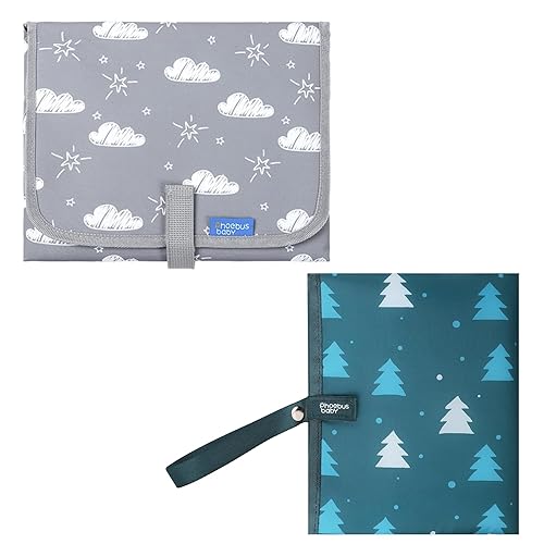 PHOEBUS BABY - Juego de 2 cambiadores portátiles de viaje, impermeable, compacto, cambiador de pañales, estación de cambio ligera y plegable,