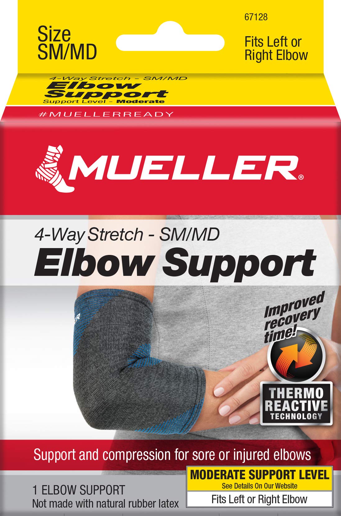 Mueller - Codera elástica de 4 vías, color negro y azul 67128 , S/M, Azul, 1