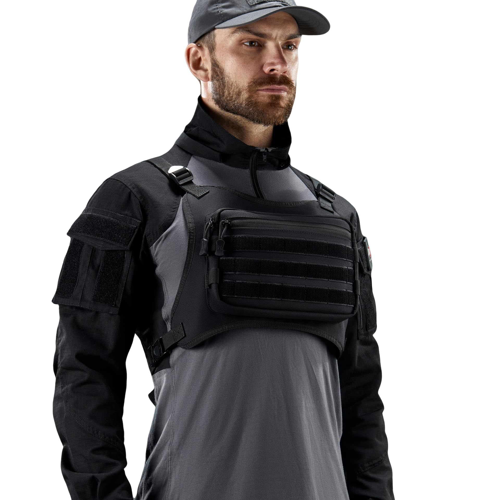 AMHEH Tactical Chest Bag Military Molle Vest Pack Rig Front Body Edc Running Water Resistant Carrying Pouch for Men Women 3L (Black)