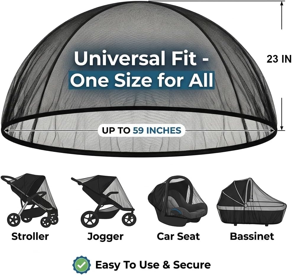 2 Pack Universal Baby Mosquito Net for Stroller Crib Bassinet Mesh Netting Infant Mosquito Cover for Car Seat and Pram