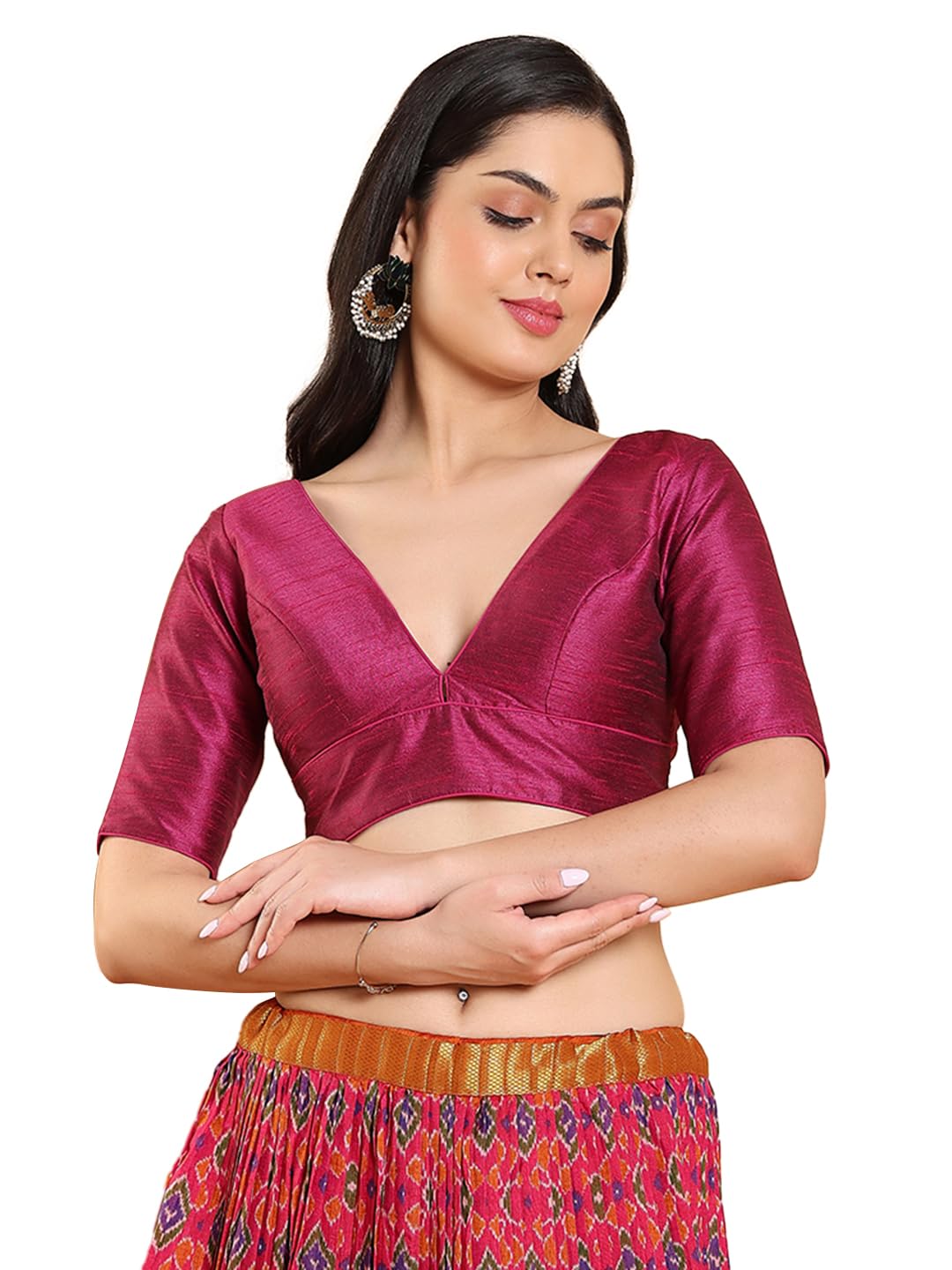 Salwar Studio Solid Mulberry Silk Readymade Blouse - Pack of 1 | Women's Fashion-S-SS-RF-0049