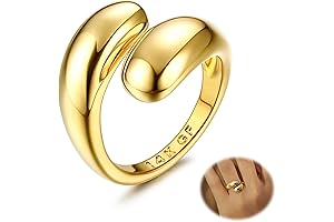 14K Gold Plated Dainty Tear Drop Open CZ Ring