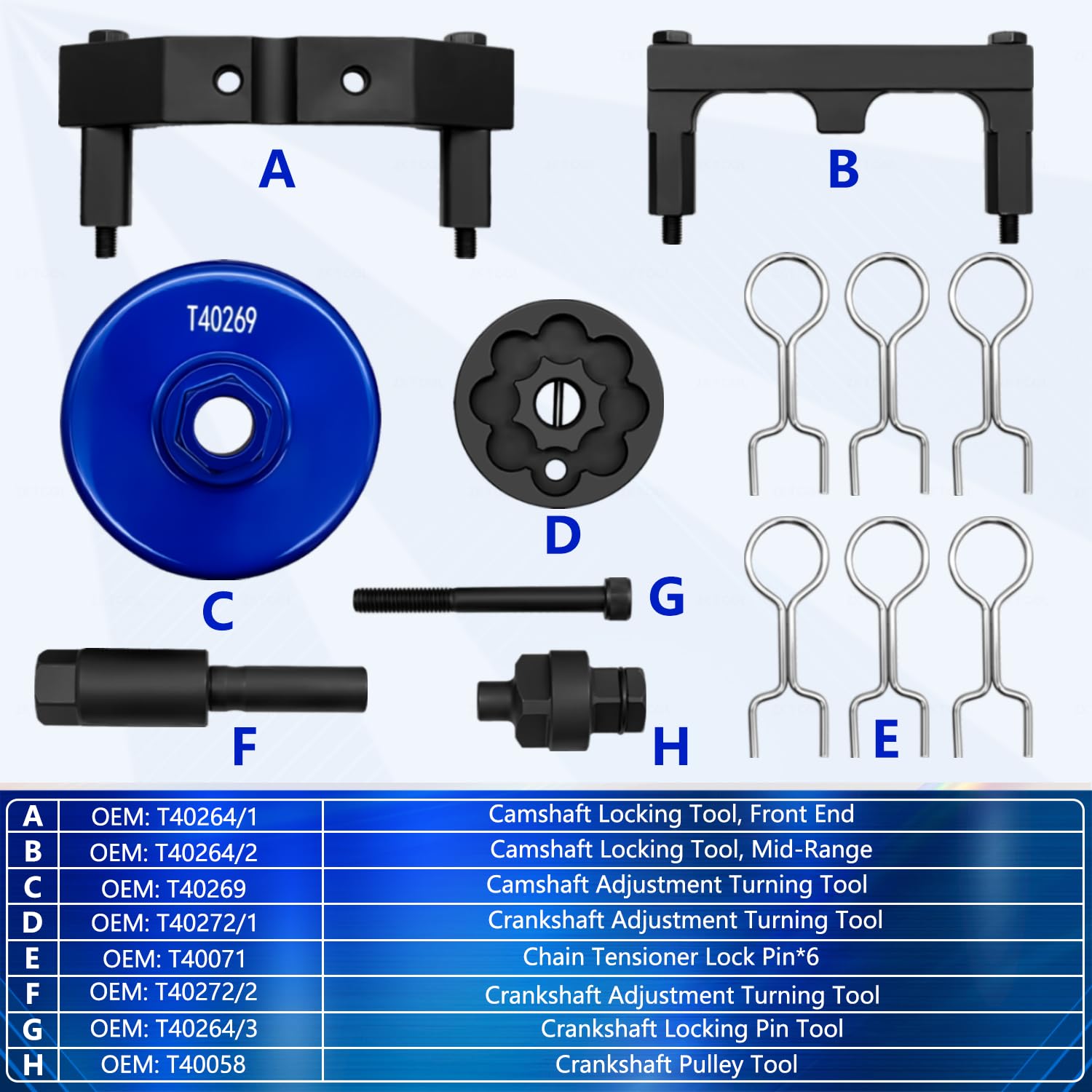 ZKTOOL Kit di strumenti per la messa in fase dell'albero a camme del motore compatibile con motore VW Audi 4.0 FSI, TFSI, A6 A8 S6 Bentley Flying Spur 4.0TV8. Uguale a OEM T40264.
