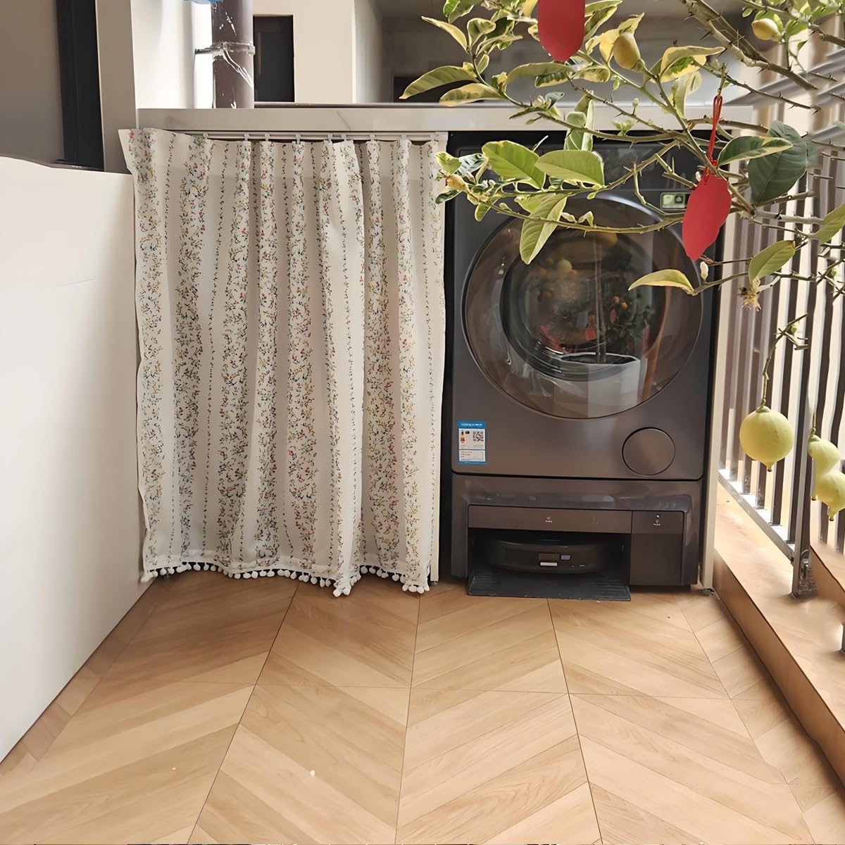 Système de crochets auto-adhésifs pour rideaux sans perçage - Barre de support de plafond silencieuse - Installation facile pour chambre à coucher, salon, bureau (5,70 m)