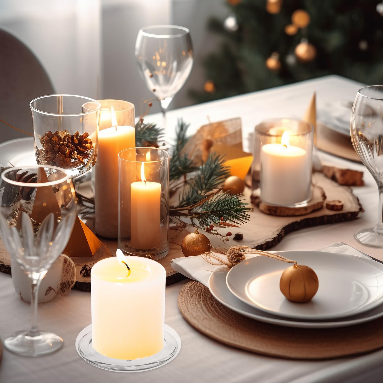 JMIATRY 24 PCS 10cm Porta Velas, Portavelas Cristal, Decorativas, Para Velas Tazas Cocina Comedor