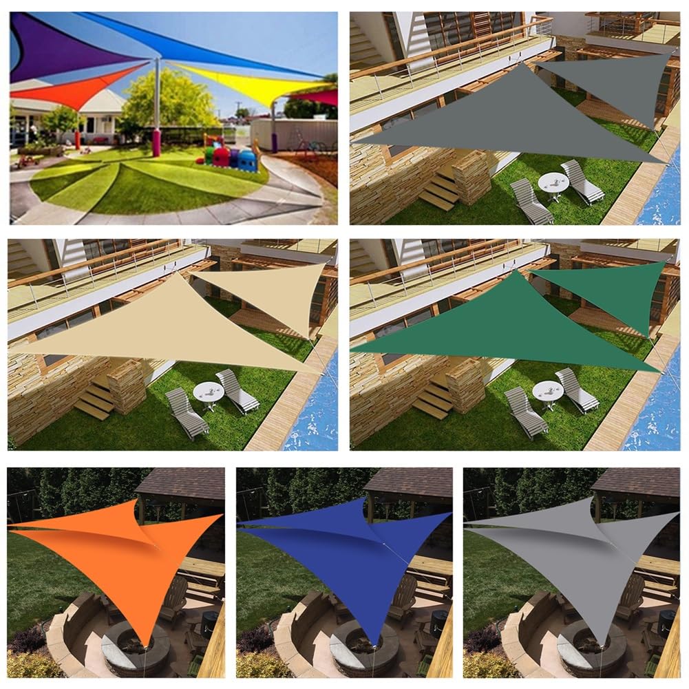 Zewnętrzny trójkątny żagiel przeciwsłoneczny - blokada UV do patio, ogrodów, basenów i kempingu, beżowy namiot (2 x 2 x 2 m)