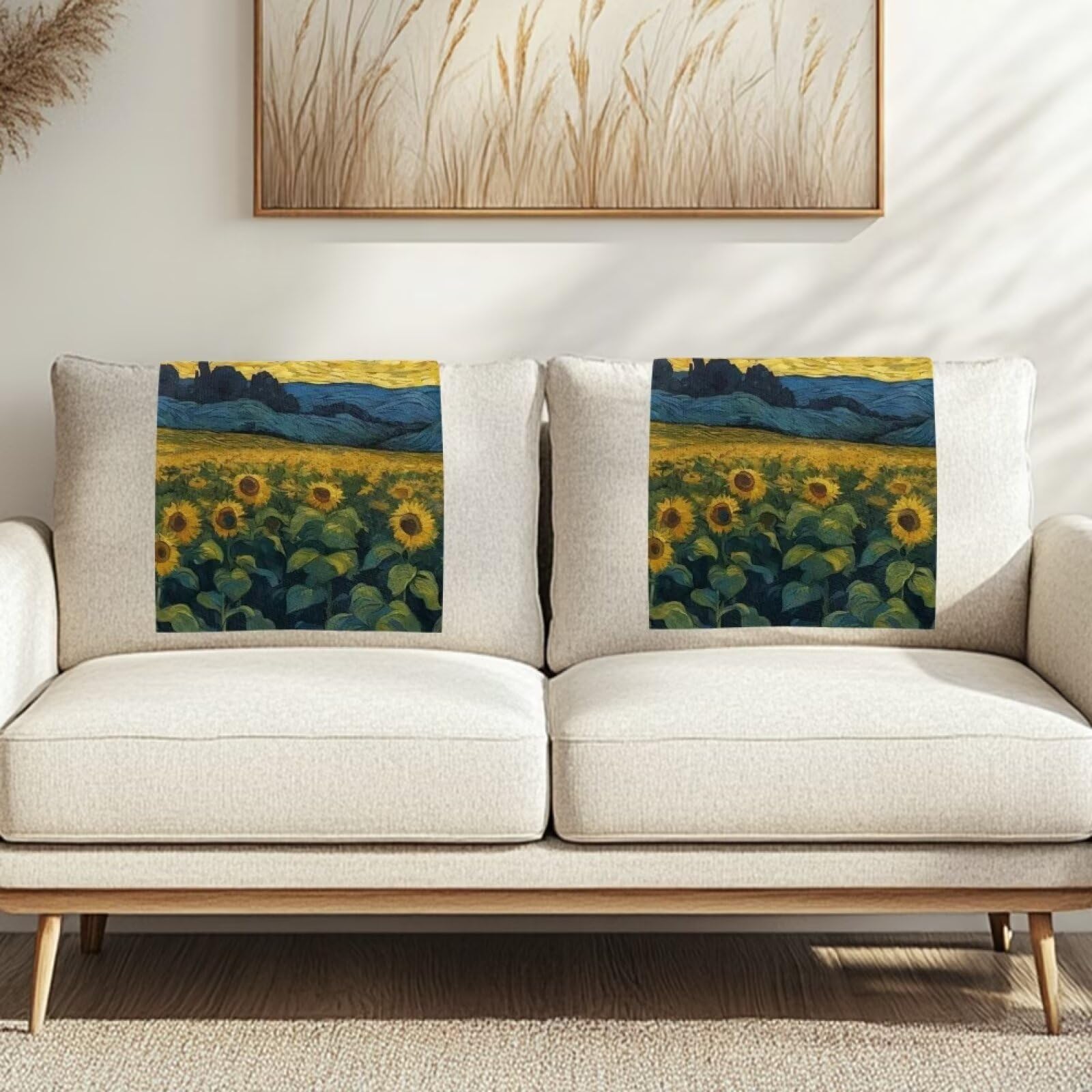 NETILGEN Recliner Slipcovers Headrest Cover Van Gogh Sunflower Sofa Armchair Headrest Cover Lounge Chair Head Rests Protector, 42x66.5 CM, 2 Pack — image 1