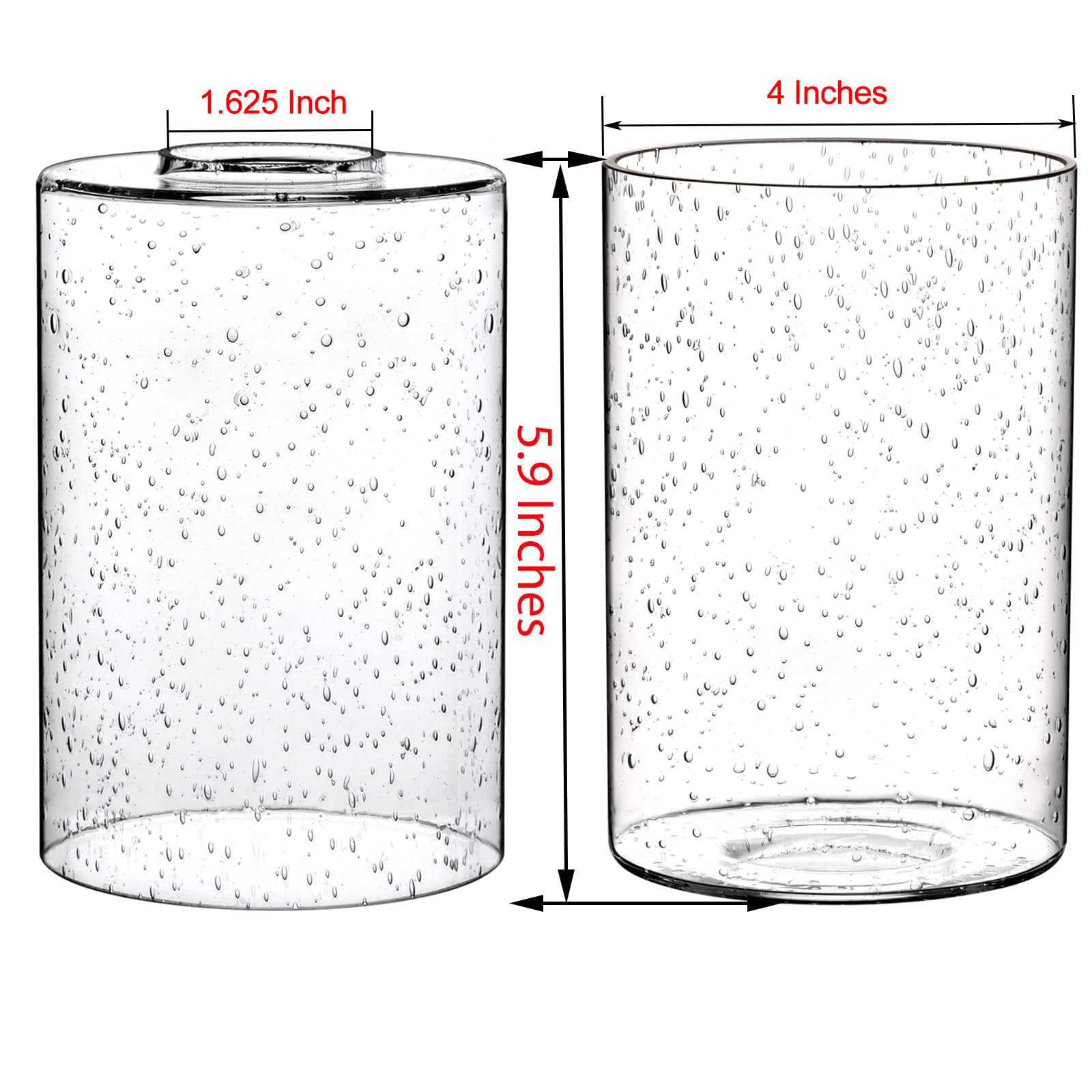 3 paquetes de 6 x 4 pulgadas, pantalla de vidrio con semillas de burbujas, pantallas de vidrio de repuesto con ajuste de 1.65 pulgadas para lámparas de pared, candelabros o luces de techo 2