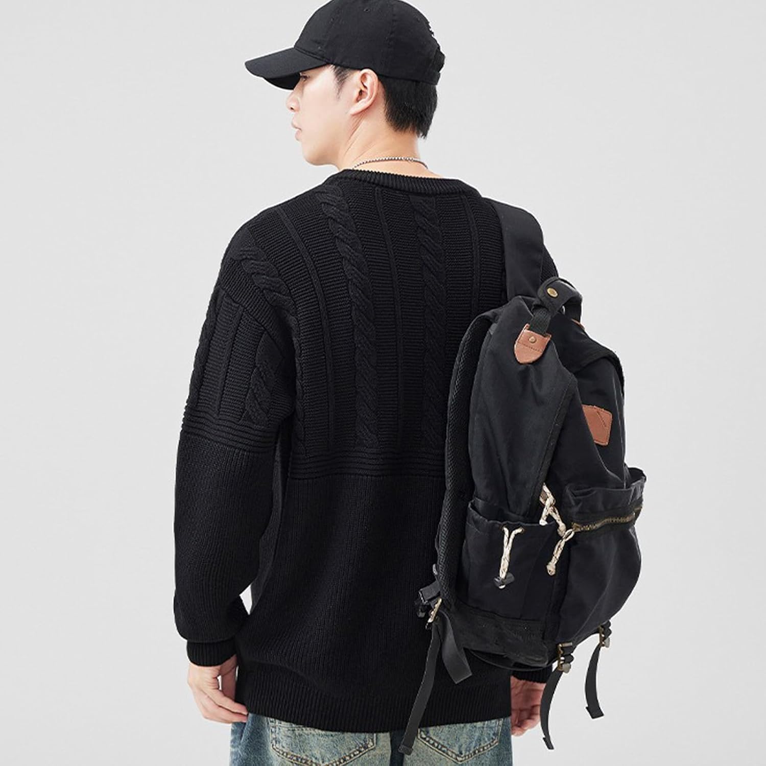 Guernsey Sweater for Men, Classic Fisherman Knit, Warm Wool Blend, Casual Crewneck, Traditional Jersey Pullover, Relaxed Fit