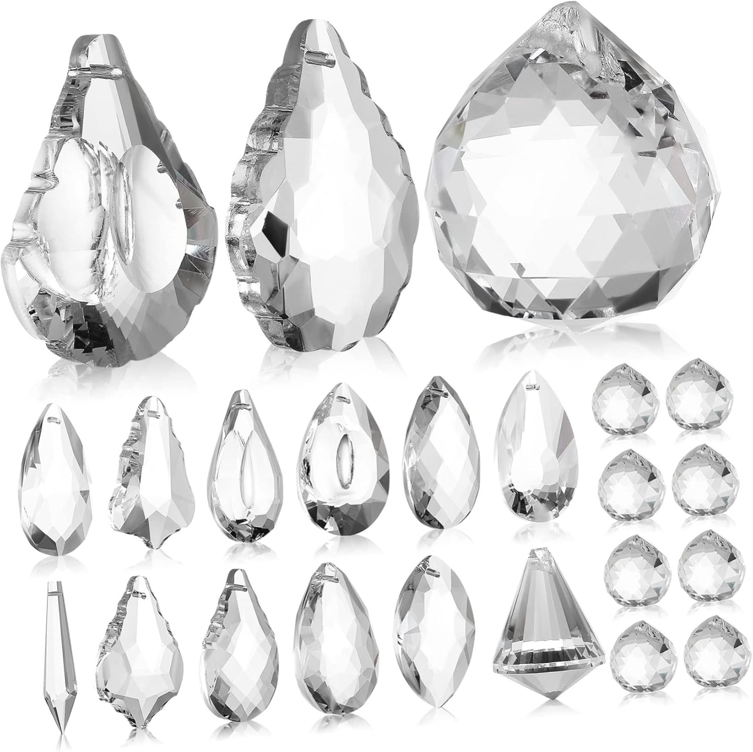 OFFSCH 23 Pcs Crystal Clear Glass Crystal Pendants for