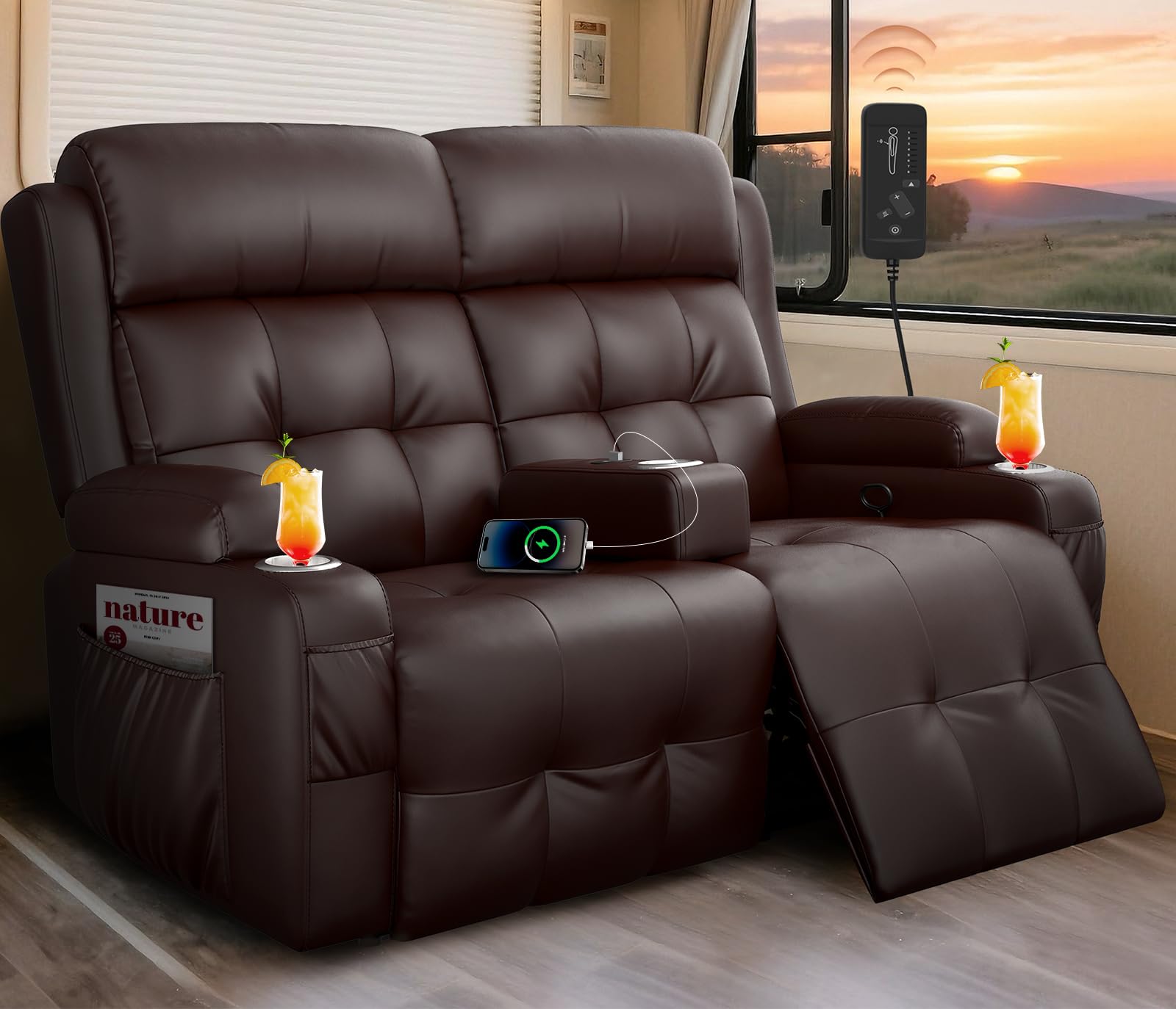 Tiooii RV Loveseat Recliner