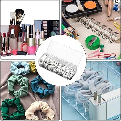 Miniatura 7 de Organizador de cables de 4 piezas con 40 lazos de alambre, caja de almacenamiento de plástico con tapa transparente, caja de cables electrónicos