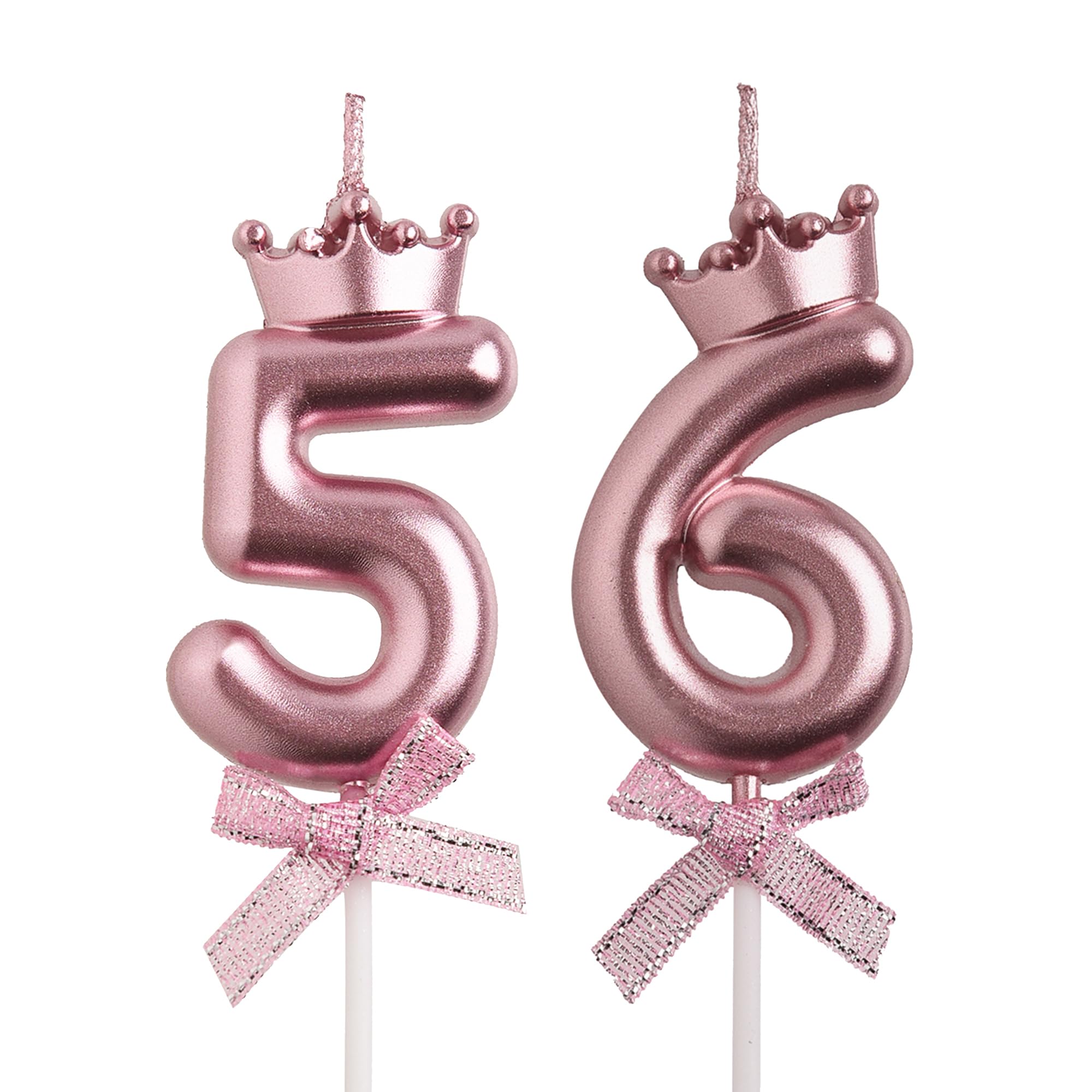 VSHILI 56 & 65 Birthday Candles - Pink Number Cake Candles, Cake Topper Decor For Milestone Birthdays - View #12