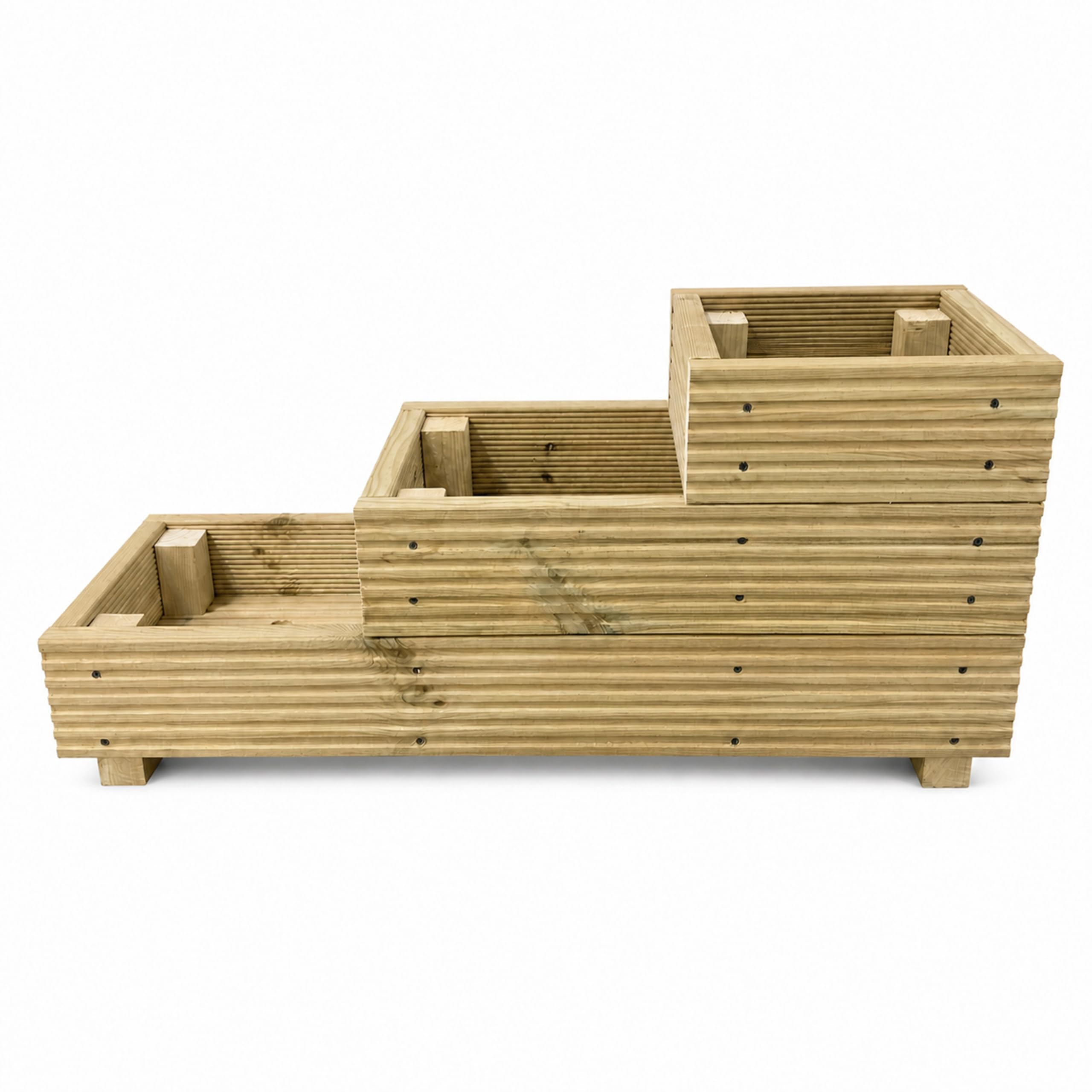 Cutncraft Designs 3 Step Planter Planter Potters 3 Tiered Garden Steps Level Wooden Decking Patio Planter Trough Herb Box