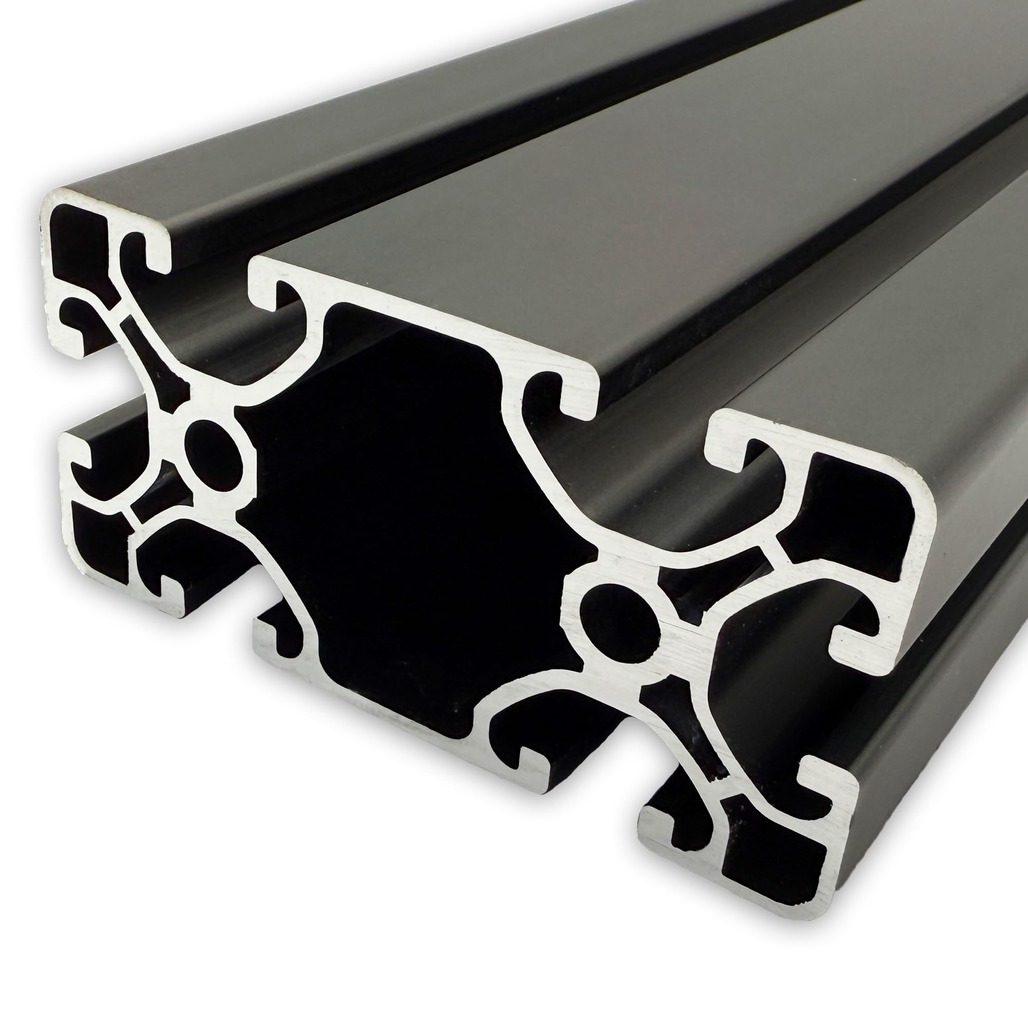Aluprofil 40x80 mm | Nut 8 | Länge: 1200 mm = 120 cm | schwarz eloxiert | Aluminium Profil | Nutenprofil | Aluprofil | Alu Profil | Ultraleicht | Montagesystem
