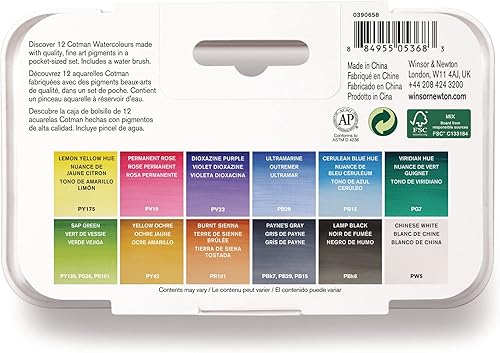 Miniatura 3 de Winsor  Newton - Cotman - Juego de acuarelas 12 medias pastillas y pincel