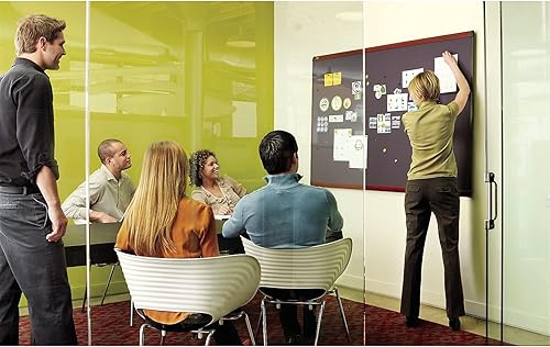 Miniatura 6 de Quartet Prestige Plus - Tablón de anuncios magnético de tela, 3 x 2 pies, marco con acabado de caoba, una pizarra por pedido (MB543M)