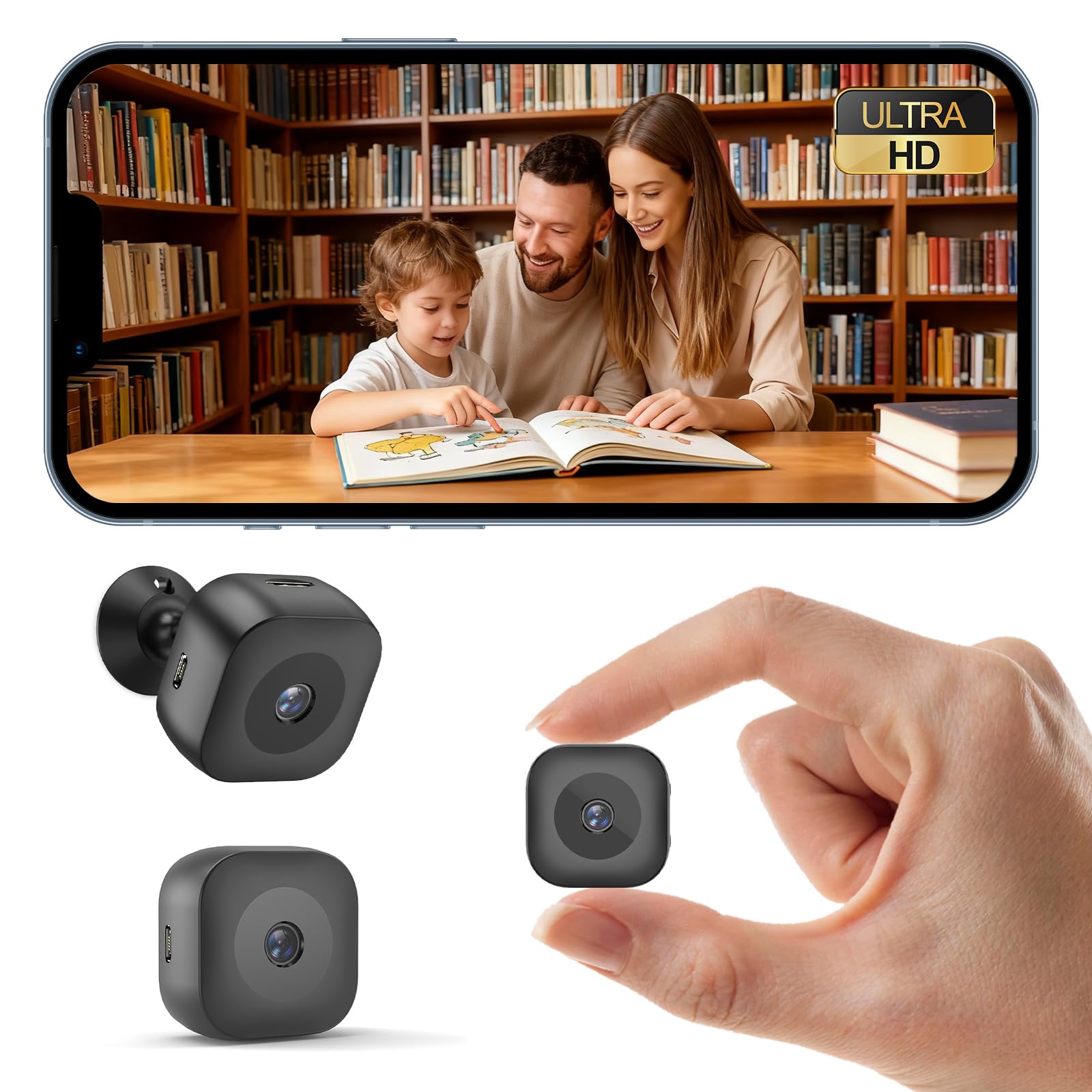 Photo 1 of Hidden Camera,4K Spy Camera,HD Security WiFi Mini Camera SD Card Storage & App Control,Surveillance with Magnetic Mount,AI Motion Detection,Auto Night Vision,Compact Indoor Cameras for Indoor