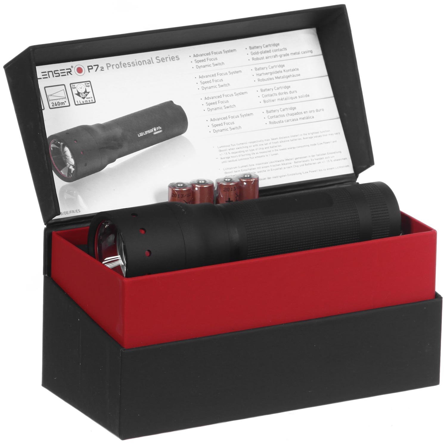 Lanterna Alemã Led Lenser P7.2 320 Lúmens Zoom Ajustável com 4