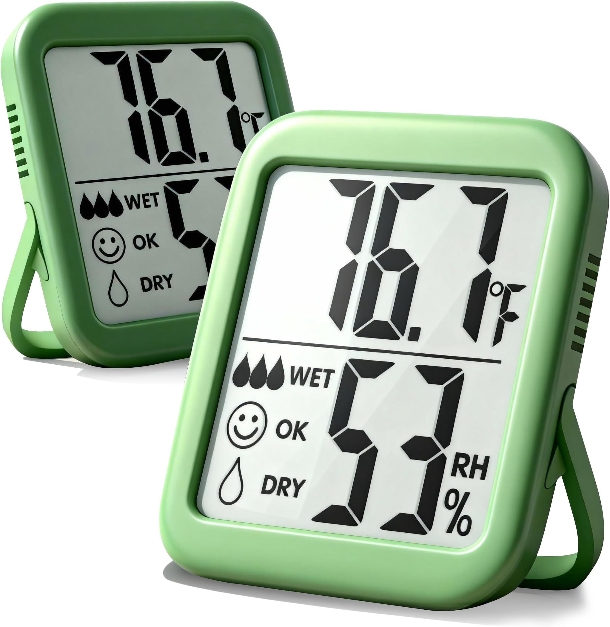 Humidity Gauge, 2 Pack Max Indoor Thermometer Hygrometer Humidity Meter Temperature and Humidity Monitor with Dual Sensors for Bed Room, Pet Reptile, Plant, Greenhouse, Basement, Humidor, Guitar