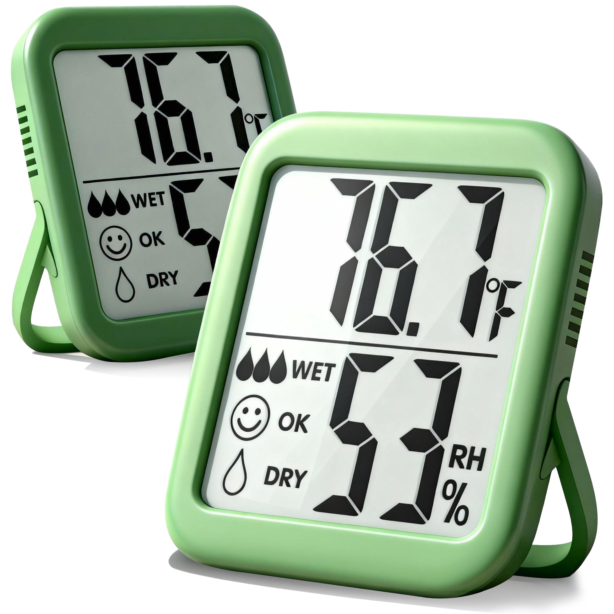 Humidity Gauge, 2 Pack Max Indoor Thermometer Hygrometer Humidity Meter Temperature and Humidity Monitor with Dual Sensors for Bed Room, Pet Reptile, Plant, Greenhouse, Basement, Humidor, Guitar