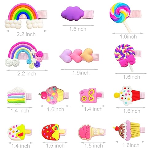 Miniatura 7 de Pinza para el pelo para bebés, niñas, 22 unidades, lindos pasadores de Haipins, accesorios de arco iris, piruleta, cocodrilo, totalmente cubiertos