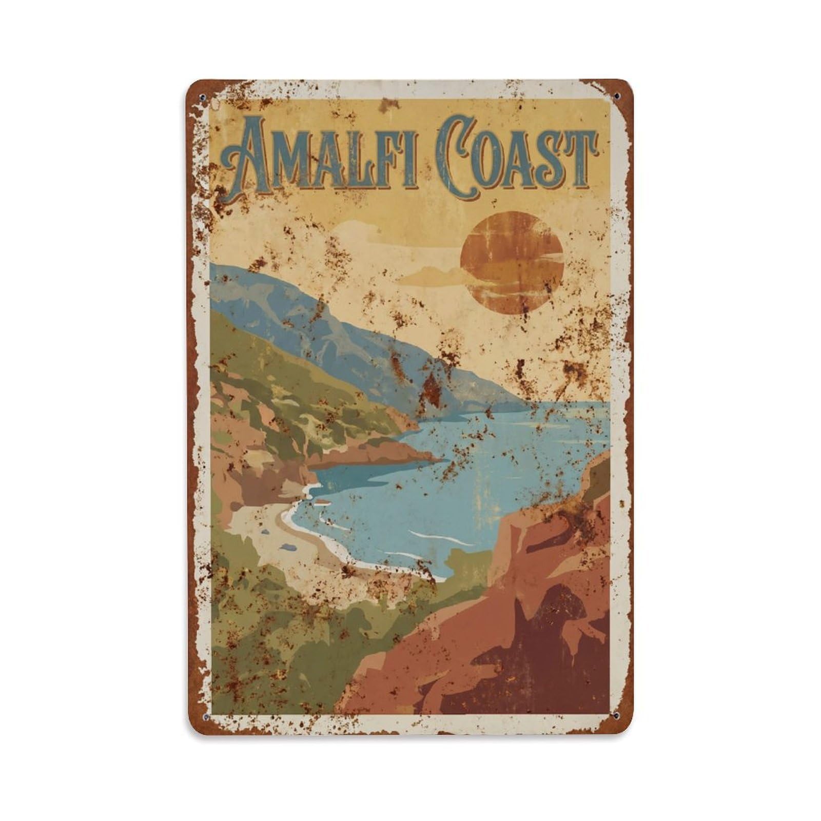 Vintage Travel Cove Italy Hidden Metal Tin Sign