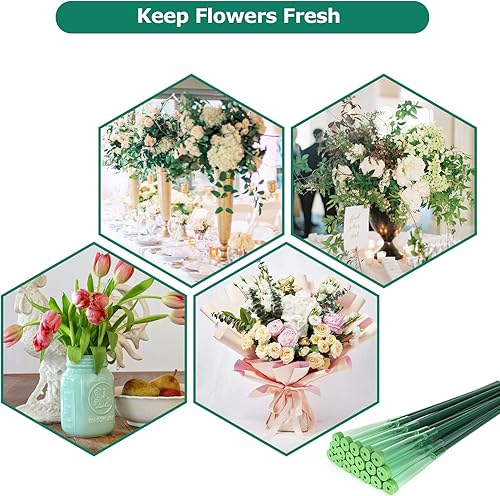 Miniatura 9 de 50 tubos de agua florales largos para arreglos florales, viales florales extralargos de 17 pulgadas, tubos de agua de plástico verde, púas de agua