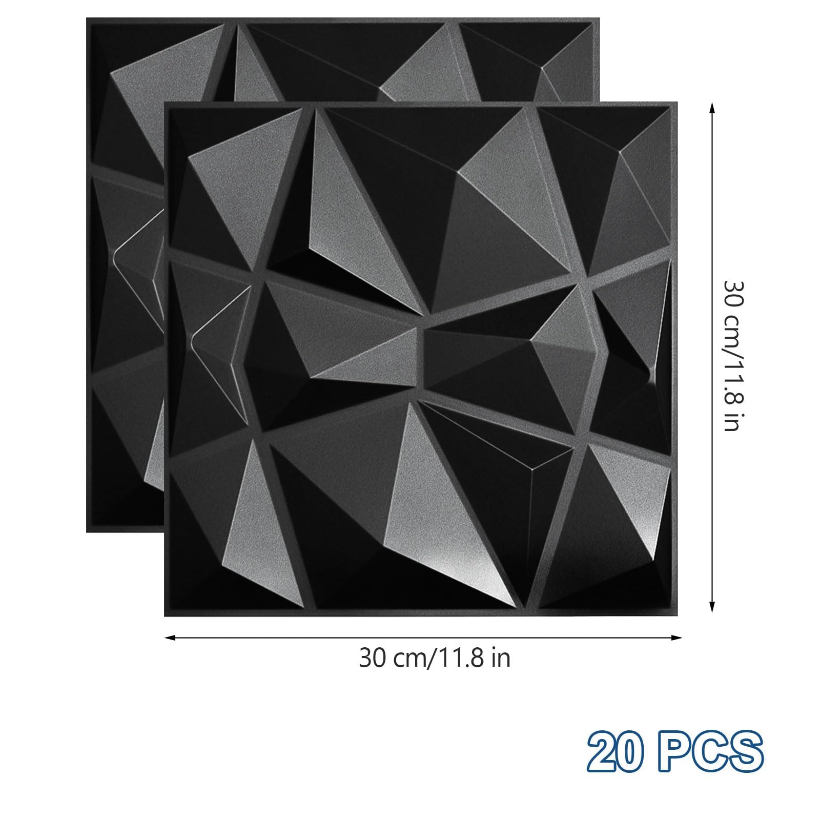 20 pezzi Pannelli Decorativi Per Pareti, Pannelli Adesivi per Pareti, Adesivi Murali 3d, Carta Parati Adesiva Muro, Carta da Parati Adesiva, Pannello Finto Mattone, Finta Pietra per Interni (Nero)