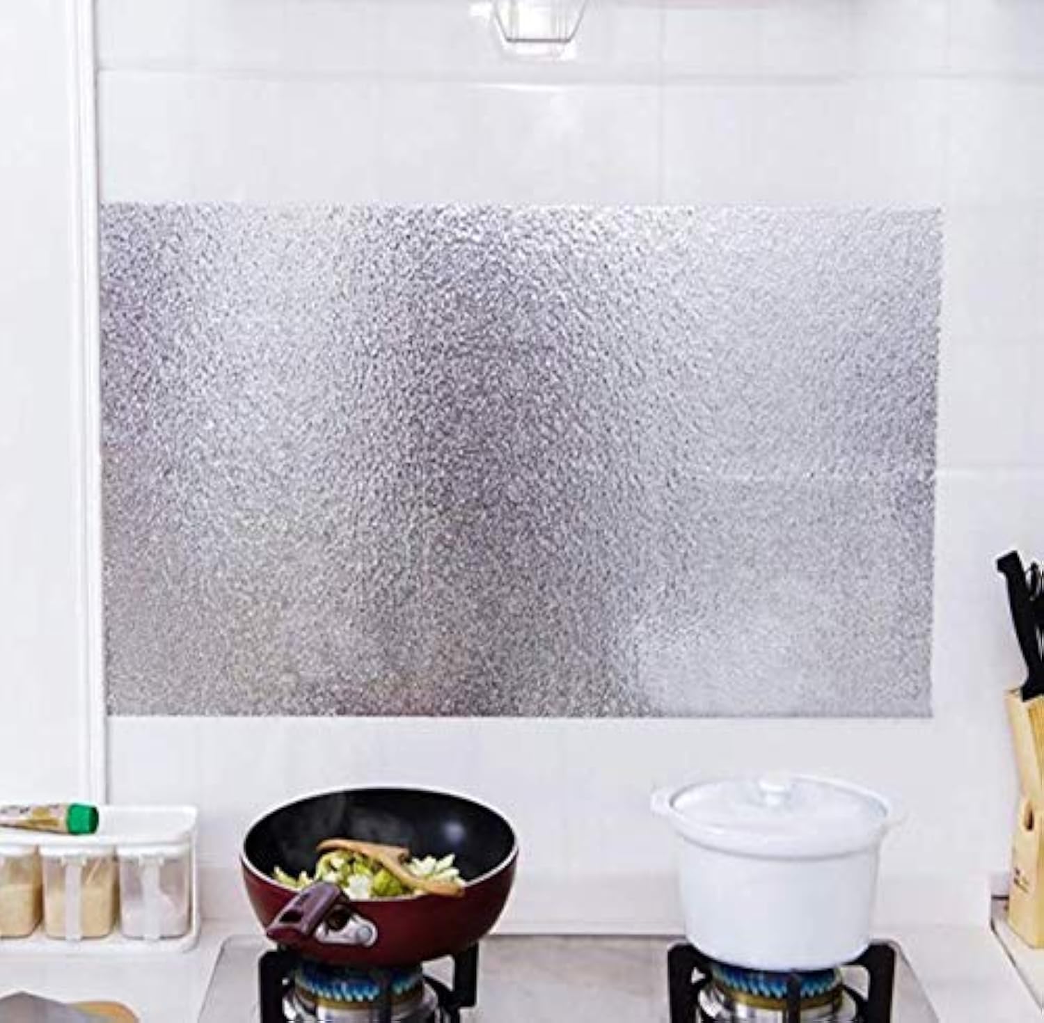 Kitchen cooktop waterproof high temperature orange peel oil-proof aluminum foil sticker self-adhesive cabinet oil retaining oil fume wall sticker-X