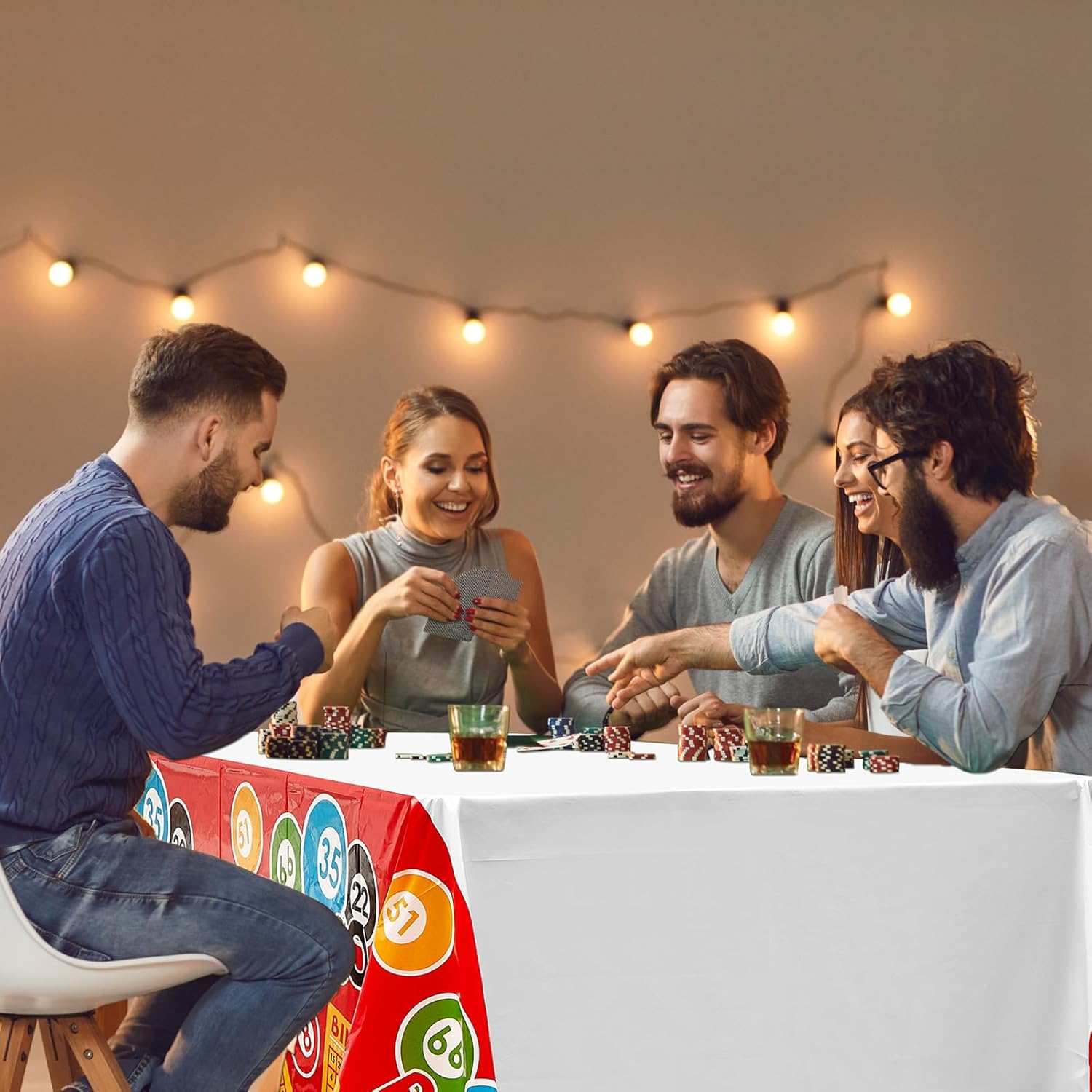 VitalCozy 12 Pcs 54"x108" Bingo Decorations Party Table Covers Large Bingo Disposable Tablecloth Casino Theme Party Supplies for Cards Parties Birthday Celebration Events Casino Game Decor