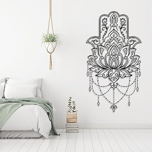 fayholy Arte de pared de metal, decoración de pared Hamsa, decoración espiritual, regalos de inauguración de la casa para nueva casa, arte de pared