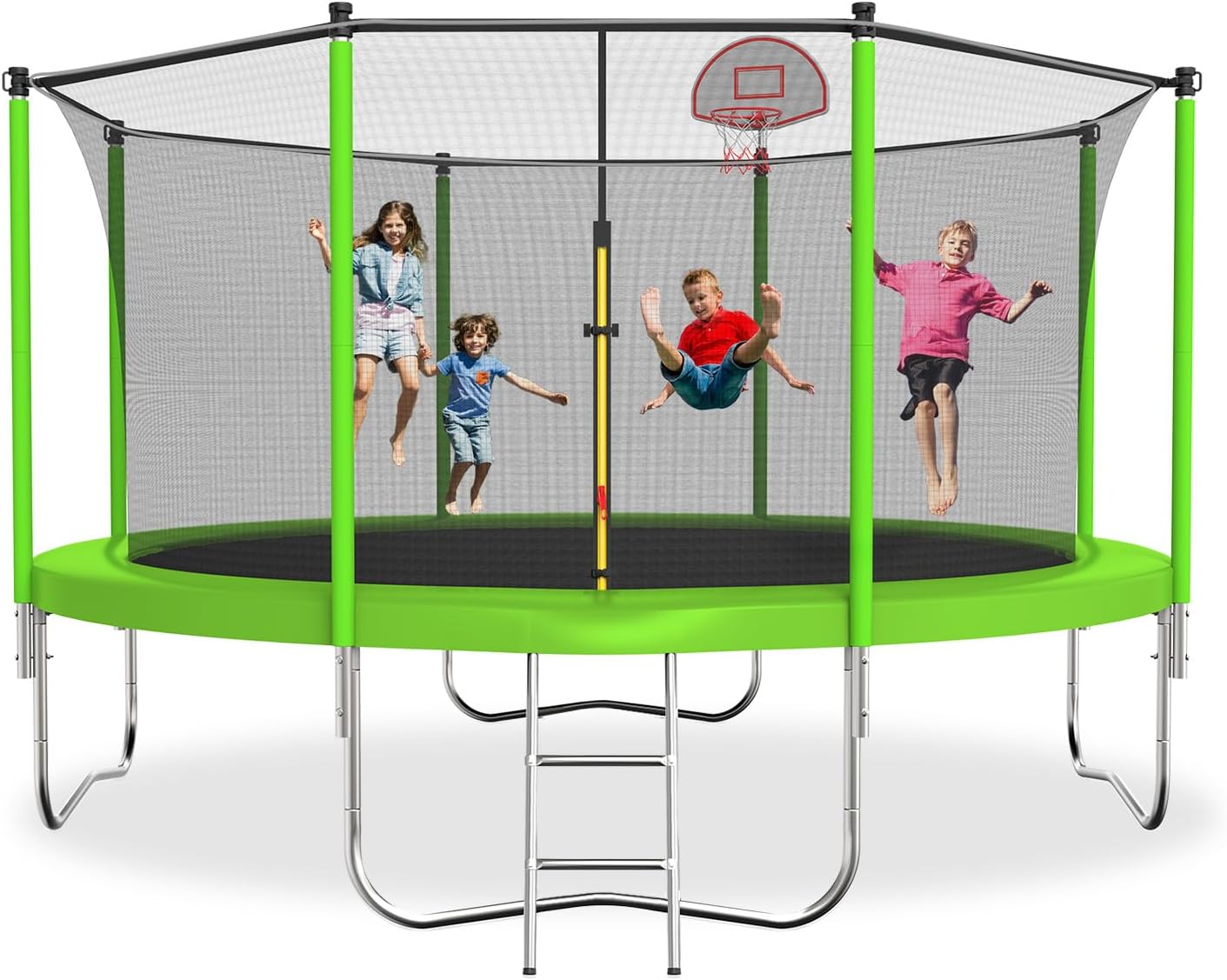 Tatub 8FT 10FT 12FT 14FT 15FT 16FT Trampoline, Outdoor Recreational Trampolines with Basketball Hoop for Kids and Adults