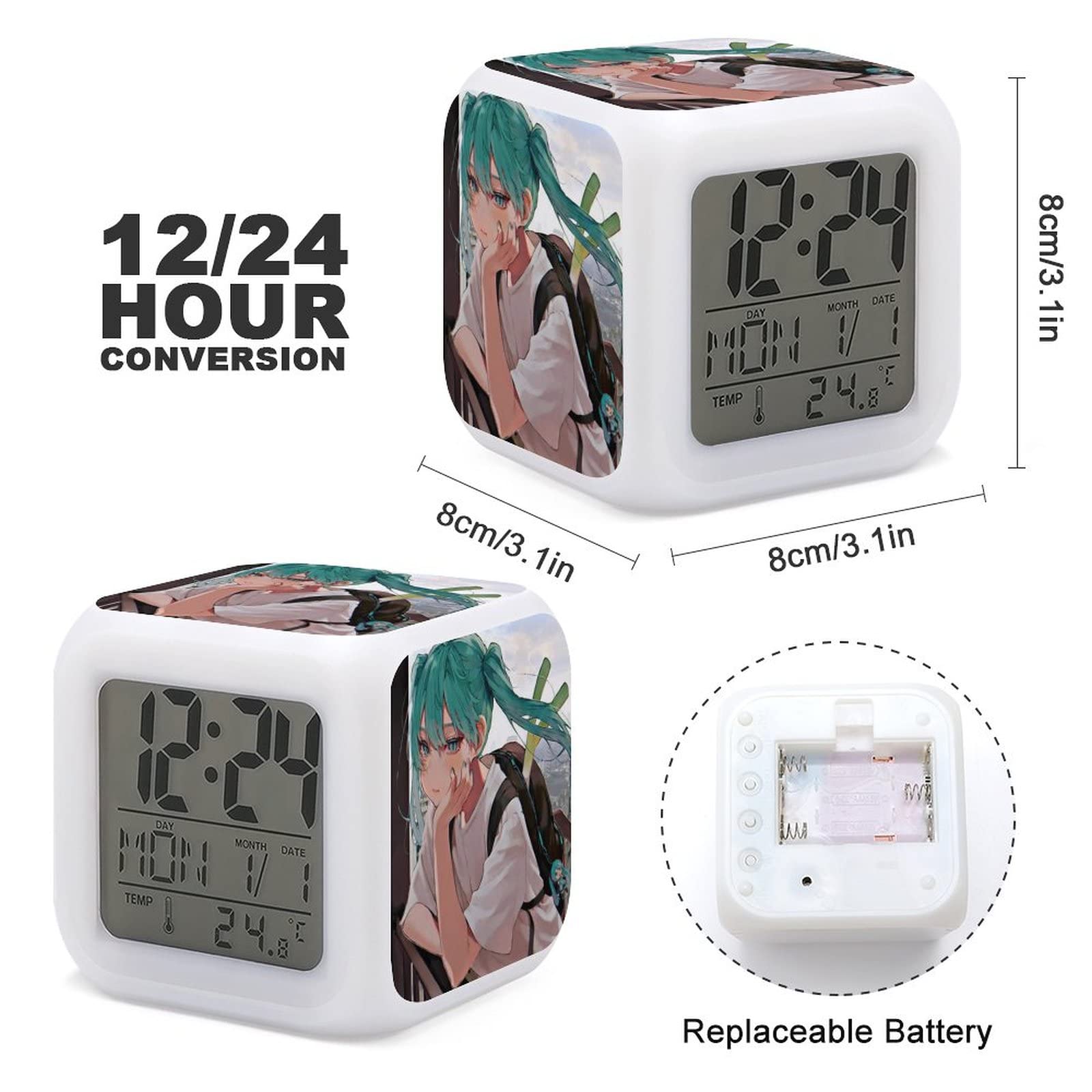 Amazon.co.jp: 初音ミク 目覚まし時計 7色に変化するデジタル めざまし