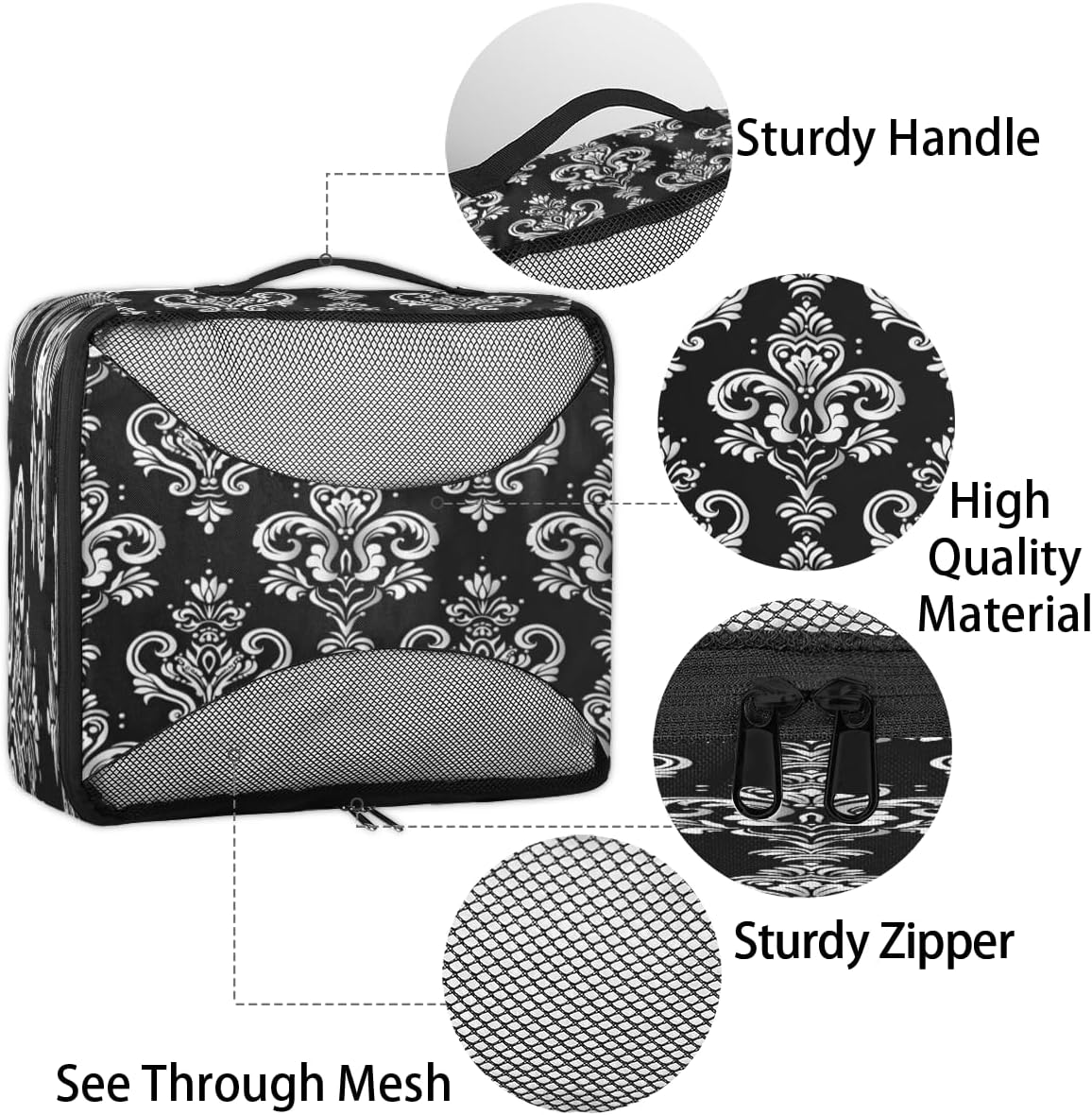Floral Tribal Pattern 4 Set Packing Cubes Packing Cubes for Women Lightweight Travel Essential Bag Clothes Carry on Suitcase Bags for Accessories Essentials