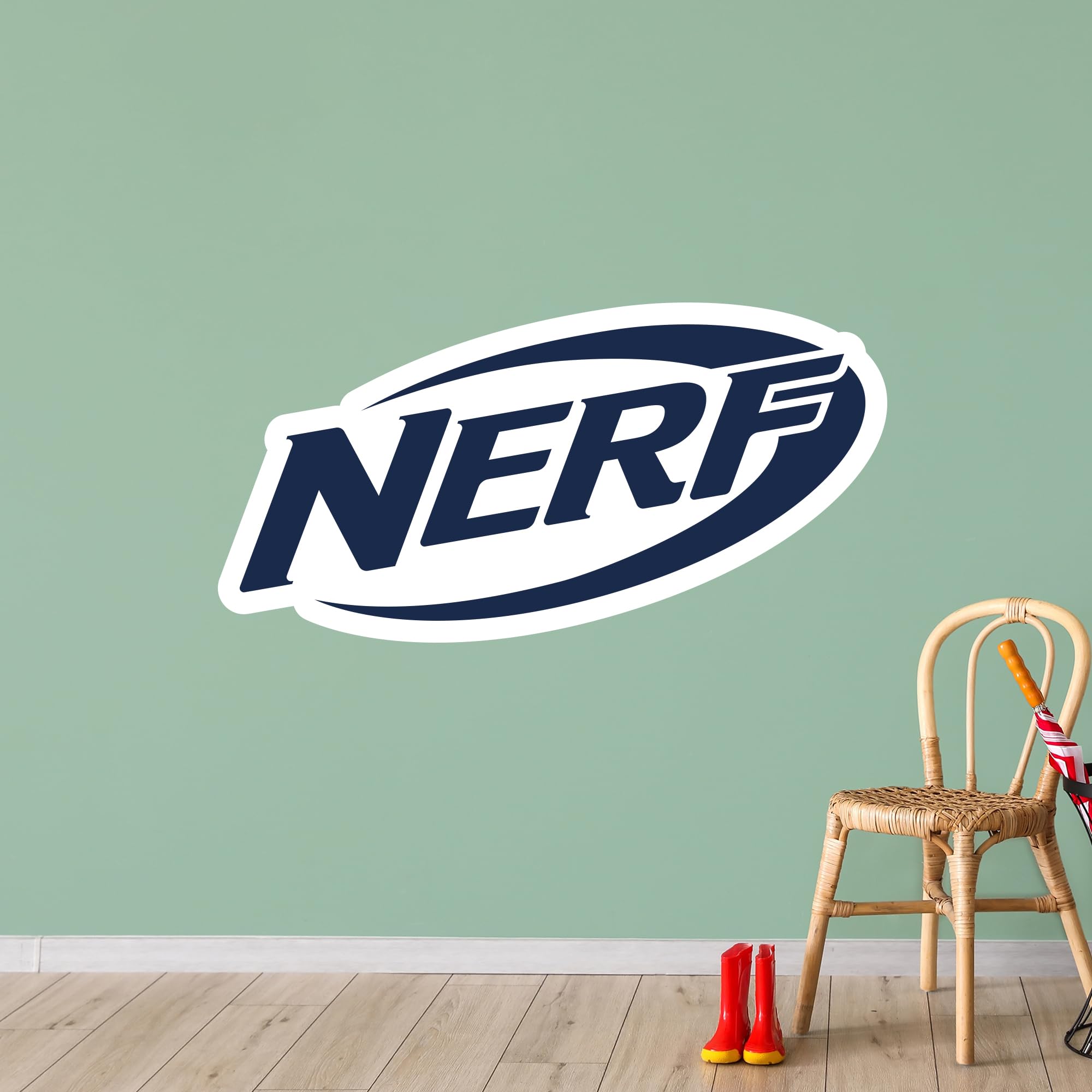 Themed Red Nerf Wall Sticker - Blue Logo Decal Wall Art (90Cm Width X 45Cm Height)